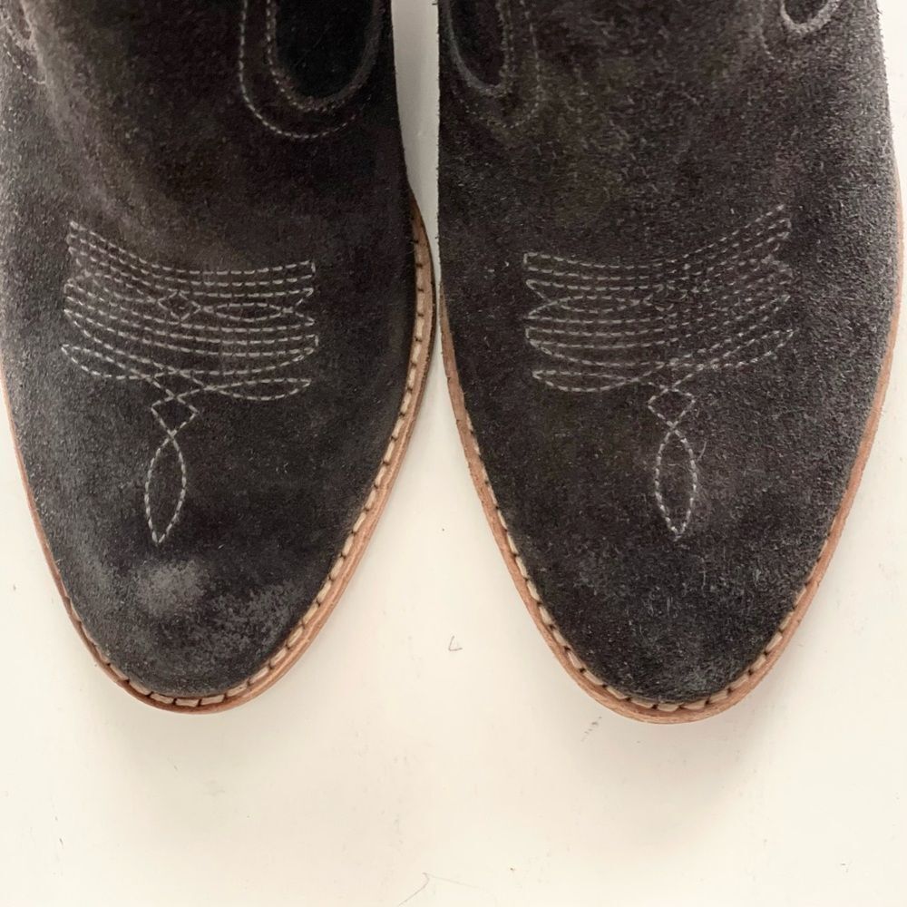 Dolce Vita Jones Suede Booties 8.5 Western Stitched Bohemian Neutral Casual Grey - Picture 6 of 12